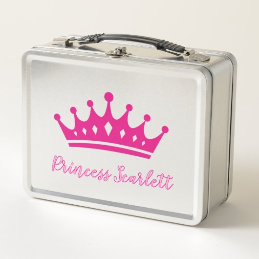 Girls Personalisiert Princess Crown Lunch Box (Vorderseite)
