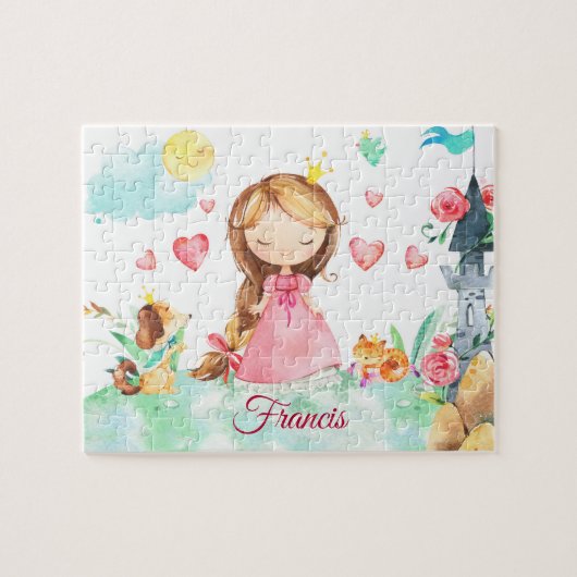 Girls Personalisiert Princess Individuelle Name Puzzle (Horizontal)