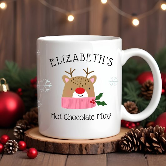 Girls Personalisiert Rentier Hot Chocolate Tasse