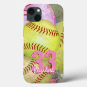 Girls personalisierter Softball Case-Mate iPhone Hülle (Rückseite)