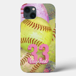 Girls personalisierter Softball iPhone 13 Hülle