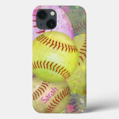 Girls personalisierter Softball Case-Mate iPhone Hülle (Rückseite)