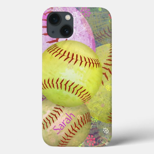 Girls personalisierter Softball Case-Mate iPhone Hülle (Rückseite)