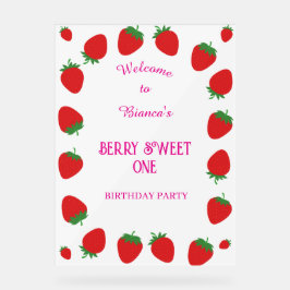 Girls Personalisiertes Berry Sweet One Willkommens Acrylschild