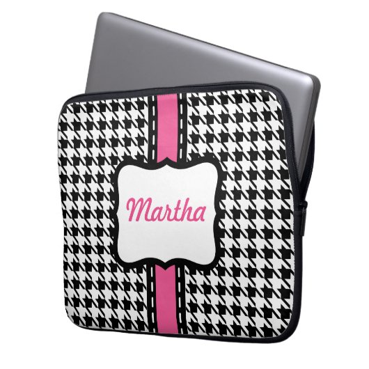 Girls Personalisiertes Hahnentrittmuster Notebook- Laptopschutzhülle (Vorderseite Links)