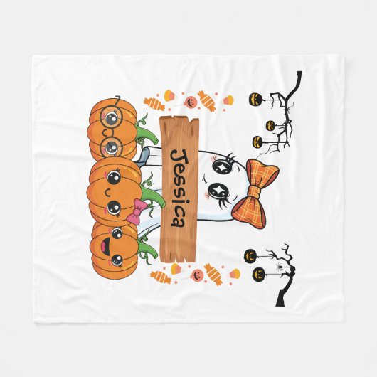 Girls Personalized Halloween Fleecedecke (Vorderseite (Horizontal))