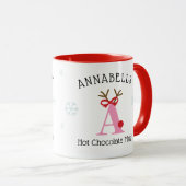 Girls Personalized Reindeer A Hot Chocolate Mug Tasse (VorderseiteRechts)