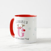 Girls Personalized Reindeer G Hot Chocolate Mug Tasse (Vorderseite Links)