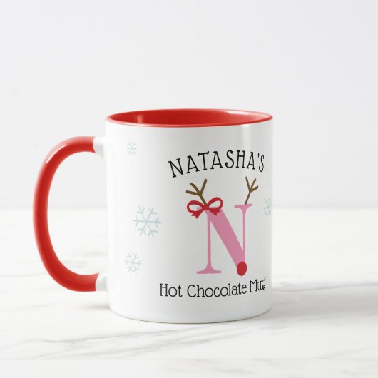 Girls Personalized Reindeer N Hot Chocolate Mug Tasse (Links)