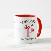 Girls Personalized Reindeer P Hot Chocolate Mug Tasse (VorderseiteRechts)