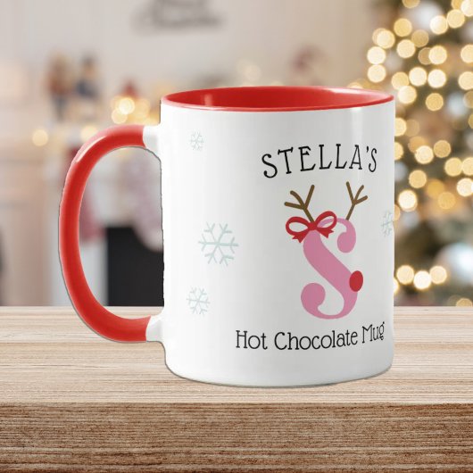 Girls Personalized Reindeer S Hot Chocolate Mug Tasse