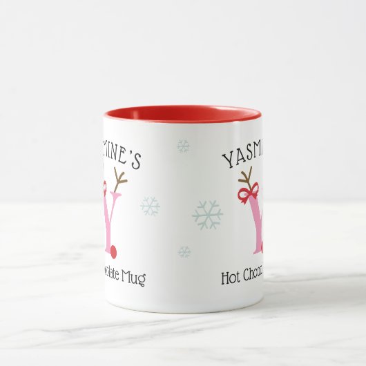 Girls Personalized Reindeer Y Hot Chocolate Mug Tasse (Zentrum)