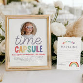 Girls Photo Retro Rainbow Time Capsule Sign Poster