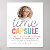 Girls Photo Retro Rainbow Time Capsule Sign Poster (Vorne)