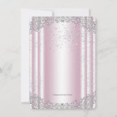 Girls Pink and Gray Pearl First Communation Einladung (Rückseite)