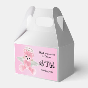 Girl's Pink Angel Teddy Bear 4. Geburtstag Party Geschenkschachtel