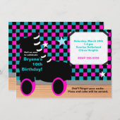 Girls Pink Aquamarin Skaten Skate Party Einladung (Vorne/Hinten)