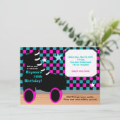 Girls Pink Aquamarin Skaten Skate Party Einladung (Stehend Vorderseite)