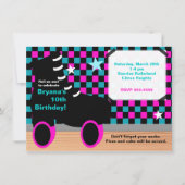 Girls Pink Aquamarin Skaten Skate Party Einladung (Vorderseite)