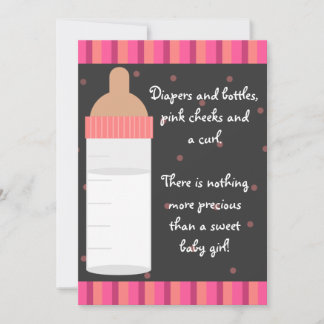 Girls Pink Baby Flasche Babydusche Einladungen