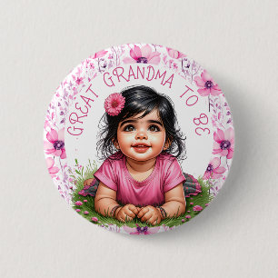 Girl's Pink Baby Shower   Großes Oma Button