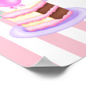 Girls Pink Birthday Cake und Balloon Personalisier Poster (Ecke)