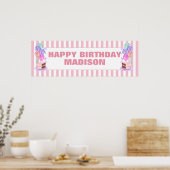 Girls Pink Birthday Cake und Balloon Personalisier Poster (Küche)