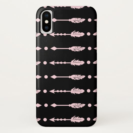 Girls Pink & Black Arrows Boho Chic Case-Mate iPhone Hülle (Rückseite)