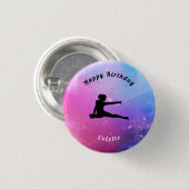 Girls Pink / Blue Happy Birthday Button (Vorne & Hinten)