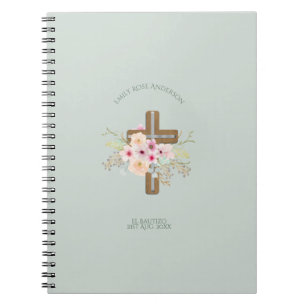 Girls Pink BlumenbAUTIZO Taufe Bautismo Name Notizblock