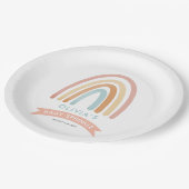 Girls Pink Boho Rainbow Niedlich Baby Sprinkle Pappteller (Schrägansicht)