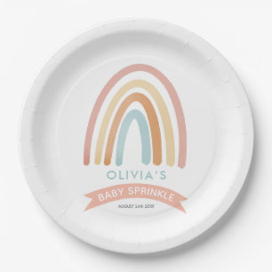 Girls Pink Boho Rainbow Niedlich Baby Sprinkle Pappteller