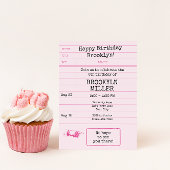 Girls Pink Bookbook Club Library Card Einladung