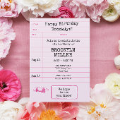 Girls Pink Bookbook Club Library Card Einladung