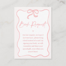 Girls Pink Bow Babydusche Buchanforderung Beilage