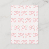 Girls Pink Bow Babydusche Windelwanne Beilage Visitenkarte (Rückseite)