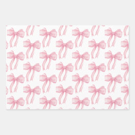 Girls Pink Bow Coquette Babydusche Geburtstag Geschenkpapier Set