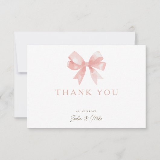 Girls' Pink Bow Feminine Coquette Babydusche Dankeskarte (Vorderseite)