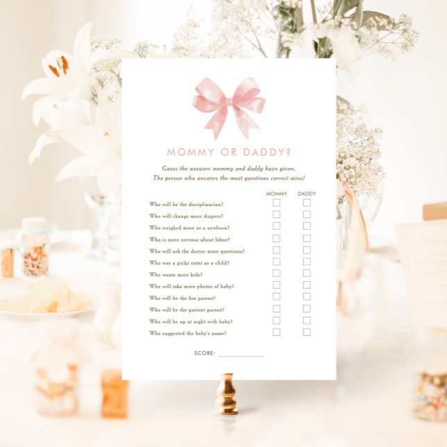 Girls' Pink Bow Mommy or Daddy Baby Showspiel (Von Creator hochgeladen)