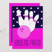 Girls Pink Bowling Party Einladung (Vorne/Hinten)