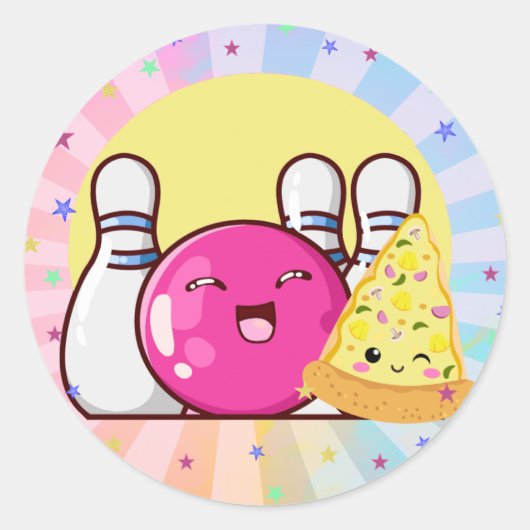 Girls Pink Bowling Party Gefärbte Krawatte Sticker (Vorderseite)
