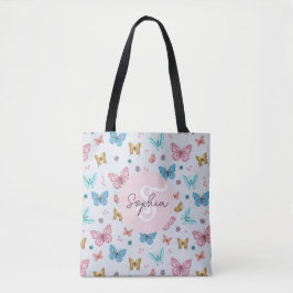 Girls Pink Butterfly Monogram Niedlich Kids Tasche