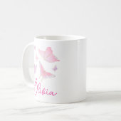 Girls Pink Butterfly Persönliche Umarmung Kaffeetasse (Vorderseite Links)