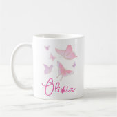 Girls Pink Butterfly Persönliche Umarmung Kaffeetasse (Links)