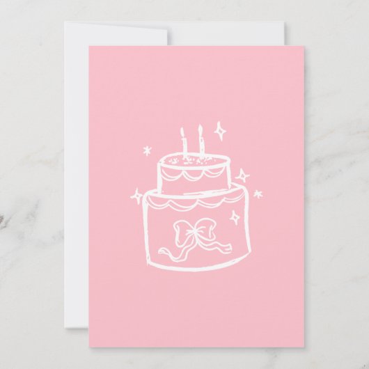 Girls Pink Cake 2. Geburtstag Einladung (Rückseite)