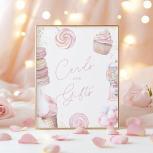 Girls’ Pink Candy Cards and Gifts Tabletop Sign Poster