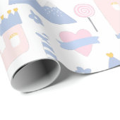 Girls Pink Castles & Lollipops Wrapping Paper Geschenkpapier (Rolleneckpunkt)