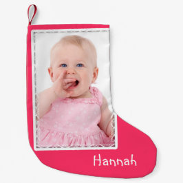 Girl's Pink Custom Foto Weihnachts-Strumpf Kleiner Weihnachtsstrumpf