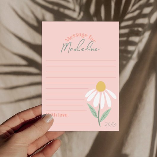 Girls Pink Daisy First Birthday Time Capsule Cards Einladung