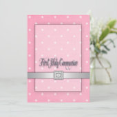 Girls Pink Erste Kommune Einladung (Stehend Vorderseite)
